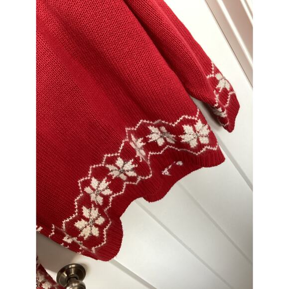 Vintage Croft & Barrow Snowman Christmas Zip Front Cardigan Sweater Red Size XL - Picture 8 of 11